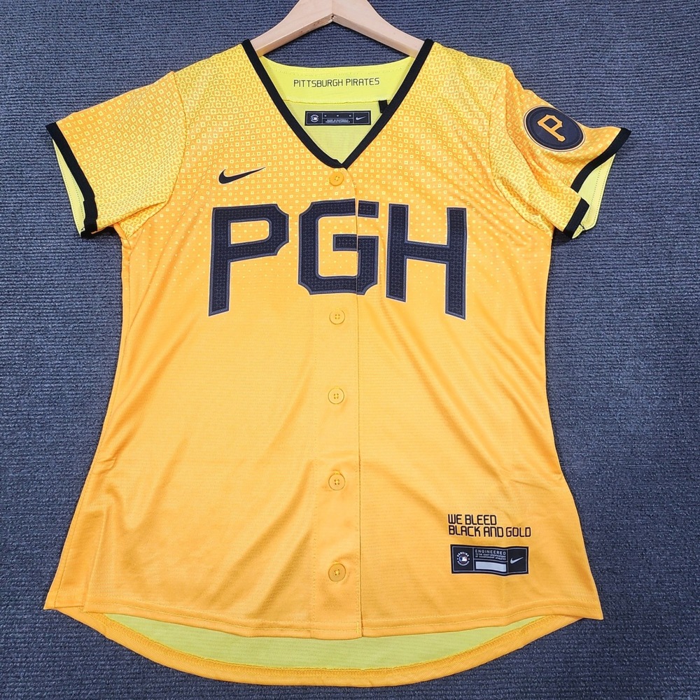 Nike Pittsburgh Pirates Jersey Women Medium Yellow Hayes #13 City Connect MLB‎